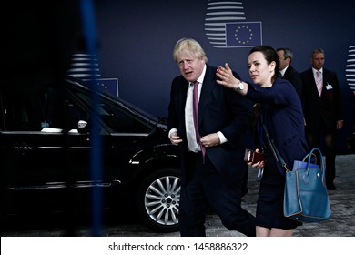 Secretary Of State For Foreign Affairs Of UK, Boris Johnson Attends In An European Union Foreign Affairs Council Meeting In Brussels, Belgium On Jul. 7, 2017