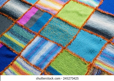 Section Of A Colorful Handmade Quilt