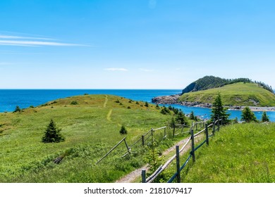 A Section Of The East Coast Trail Near The Small Town Of Tors Cove, Newfoundland Is Seen On A Beautiful Sunny Day.