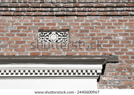 section of the front wall of a historic building