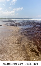 Section of Langosta Beach in Costa rica on a cloudy morning