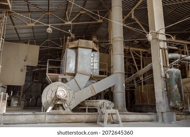 Section Of Manufacturing Plant With Industrial Building, Production Facilities And Equipment