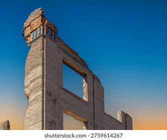 A section of the the ruins of the 1908 John S. Cook and Co. Bank Building, ghost town of Rhyolite, NV