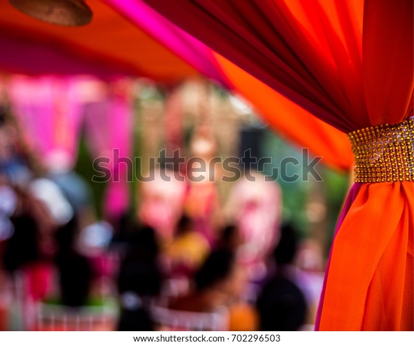 Section Single Orange Drape Pulled Side Stock Photo Edit Now
