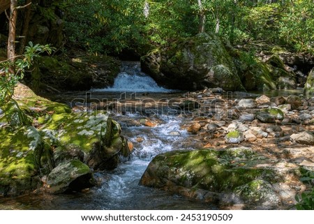 Sections of the Rocky Fork  Creeek in the Lamar Alexander Rocky Fork State Park that is park of the Cherokee National Forest in Tennessee.