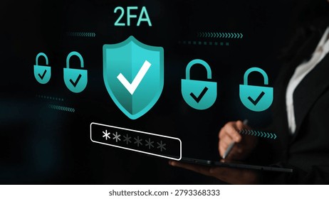 Secure Authentication Concept with Two-Factor Verification and Digital Shield for Online Safety and Password Protection in Modern Technology Gluon.
