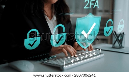 Secure Authentication with Two Factor Authentication Concept, Business Professional Typing Password on Keyboard for Data Protection and Privacy Assurance Gluon.