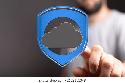 Secure Cloud Data Protection: Shield Icon