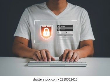 Secure Internet Access .concept Of Cyber Security, Information Security And Encryption, Secure Access To User Personal Information, , Cybersecurity Background With Copy-space