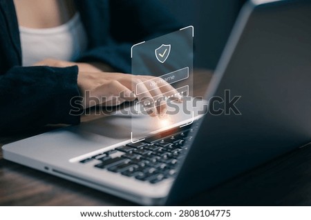 Secure login authentication on a laptop featuring username and password interface, representing cybersecurity, identity verification, account protection, and secure online access.