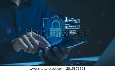 Secure login authentication on smartphone person protecting digital identity with password verification account security privacy protection and trusted online access.