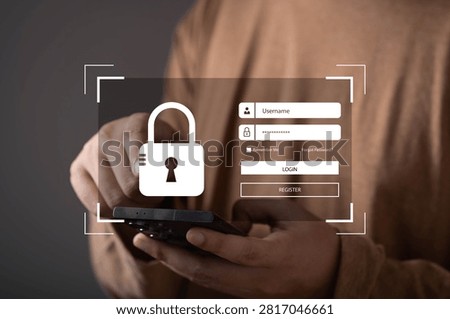 Secure mobile login interface with password authentication and digital lock icon, representing cybersecurity, user authentication, data protection, online privacy, account security, and secure access.
