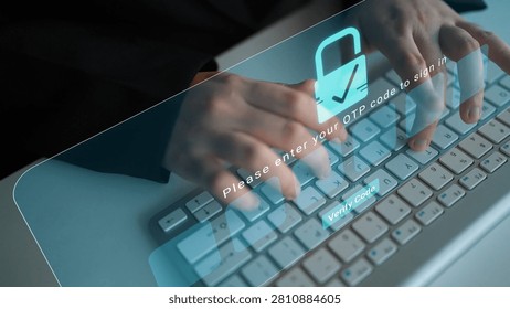 Secure Online Authentication Process with OTP Code Entry on Computer Keyboard, Emphasizing Cybersecurity and Data Protection Methods Sigmoid - Powered by Shutterstock - Get 15% off with code: PIKWIZARD15