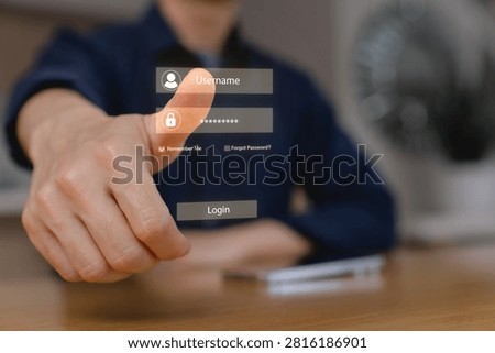 secure online login system with username and password authentication, representing cybersecurity, user authentication, account protection, secure access, and digital identity.