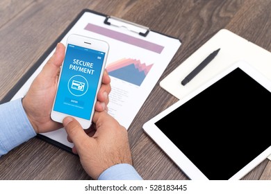 SECURE PAYMENT CONCEPT ON SCREEN