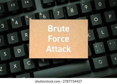 Secure technology and Brute Force Attack on card with keyboard. Cyber security, protection and digital trust.