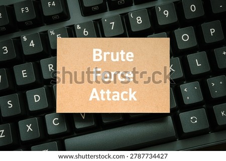 Secure technology and Brute Force Attack on card with keyboard. Cyber security, protection and digital trust.