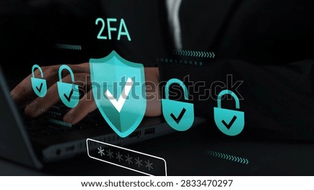 Secure Two-Factor Authentication Process with Digital Shield and Laptop Display, Emphasizing Cybersecurity and Protection Against Unauthorized Access Gluon.