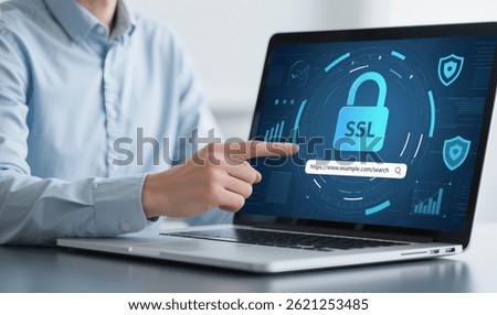 Secure Website Connection SSL Security on Laptop Display