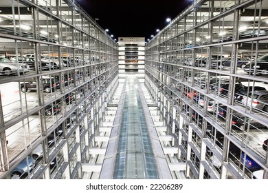 A Secured Public Car Park At Night