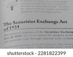 the securities exchange act of 1934 printed in text on page as visual aid or business law reference