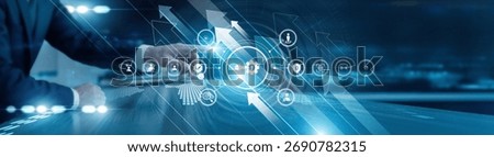 Security analyst touching the icon and word 