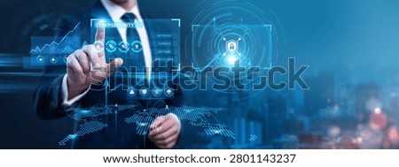 Security Analyst Using Digital Screen with Cybersecurity and networking encrypted threat intelligence data. Defending network firewalls, intercepting malicious traffic, Preventing data leaks