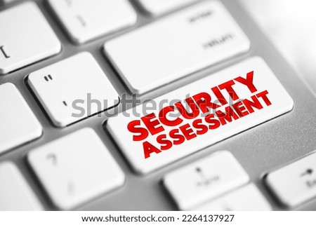 Security Assessment - explicit study to locate IT security vulnerabilities and risks, text concept button on keyboard
