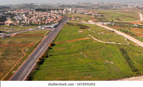 Security Border Wall Aerial View
Aerial Footage Of The Israeli Palestine Wall Close To Givon  And Bir Nabala Town
