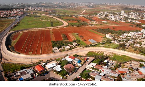 Security Border Wall Aerial View
Aerial Footage Of The Israeli Palestine Wall Close To Givon  And Bir Nabala Town
