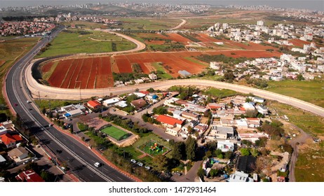 Security Border Wall Aerial View
Aerial Footage Of The Israeli Palestine Wall Close To Givon  And Bir Nabala Town
