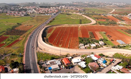 Security Border Wall Aerial View
Aerial Footage Of The Israeli Palestine Wall Close To Givon  And Bir Nabala Town
