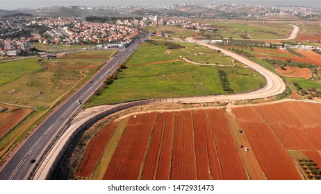 Security Border Wall Aerial View
Aerial Footage Of The Israeli Palestine Wall Close To Givon  And Bir Nabala Town
