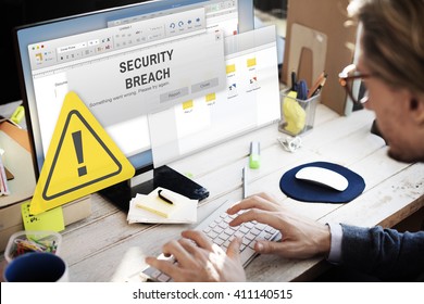 Security Breach Cyber Attack Computer Crime Password Concept