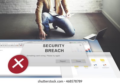 Security Breach Cyber Attack Computer Crime Password Concept