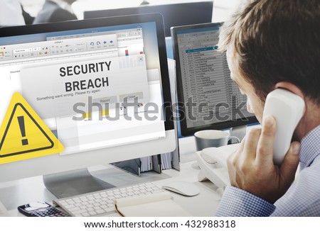 Security Breach Cyber Attack Computer Crime Password Concept Foto d'archivio © 