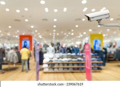 Security Camera Monitoring The Clothes Store Blur Background With Bokeh