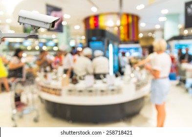 Security Camera Monitoring The Store Blur With Bokeh Background