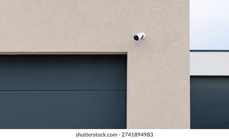 Security Camera on House Facade, copy space