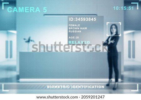 Similar – Image, Stock Photo Face recognition of young woman in the crowd