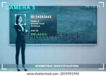 Similar – Image, Stock Photo Face recognition of young woman in the crowd