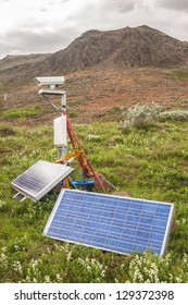 Security Camera With Solar Energy - Iceland, Geyser.