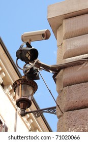 Security camera and street  lamp