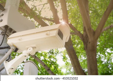 Security cameras or cctv camera in park