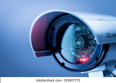 Security CCTV camera in office building - Shutterstock ID 291897773