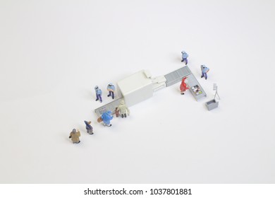 Security Check Isometric People Queue Stock Photo 1037801881 