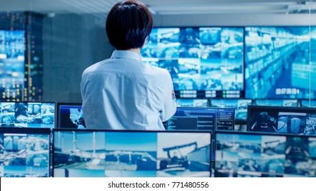 Security Control Room Officer Monitors Multiple Stock Photo 771480556 ...