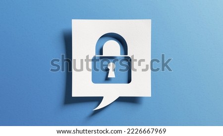 Security and cybersecurity concept lock symbol. Protection against thieves, cyber attacks, fraud, data breach. Secure access to network, internet and information technology systems. Blue background. Foto d'archivio © 