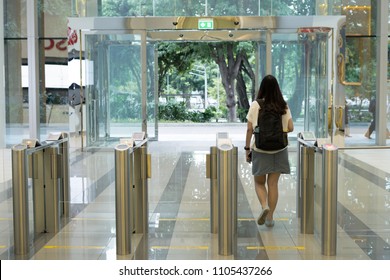 Security At An Entrance Gate With Key Card Access Control Smart Office Building