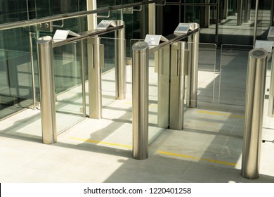 Security At An Entrance Gate For Key Card Access Control Smart Office Building